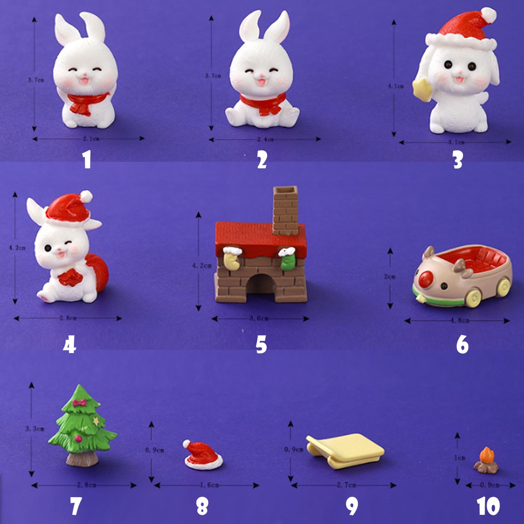 Mô hình Decor terrarium tượng thỏ giáng sinh trang trí bàn học, chậu cây, quà tặng