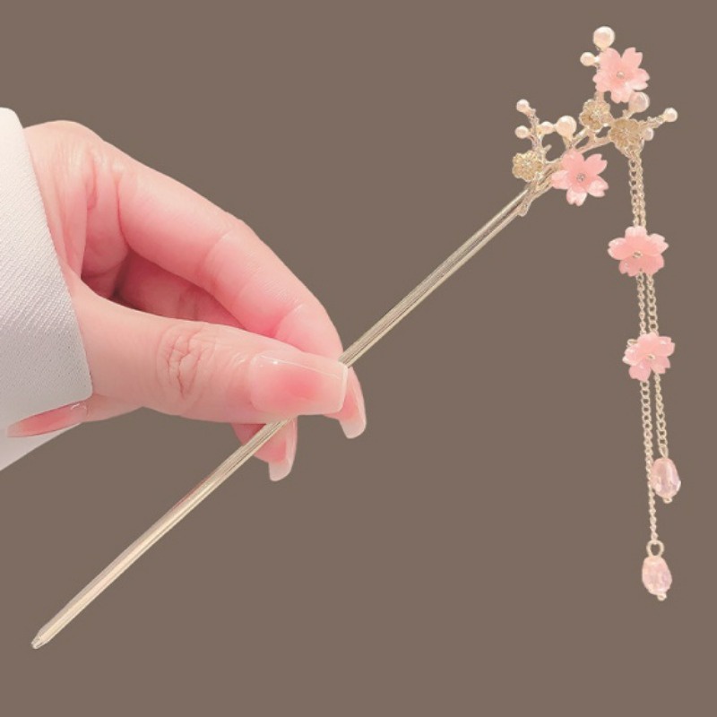 Trâm Cài Tóc Hình Hoa Đào Màu Hồng Phong Cách Cổ Điển Cho Nữ