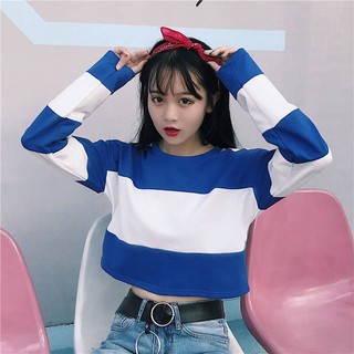 Áo Thun Croptop Tay Dài Dáng Rộng Phong Cách Hàn Quốc Thời Trang Xuân Thu 2023 Mới
