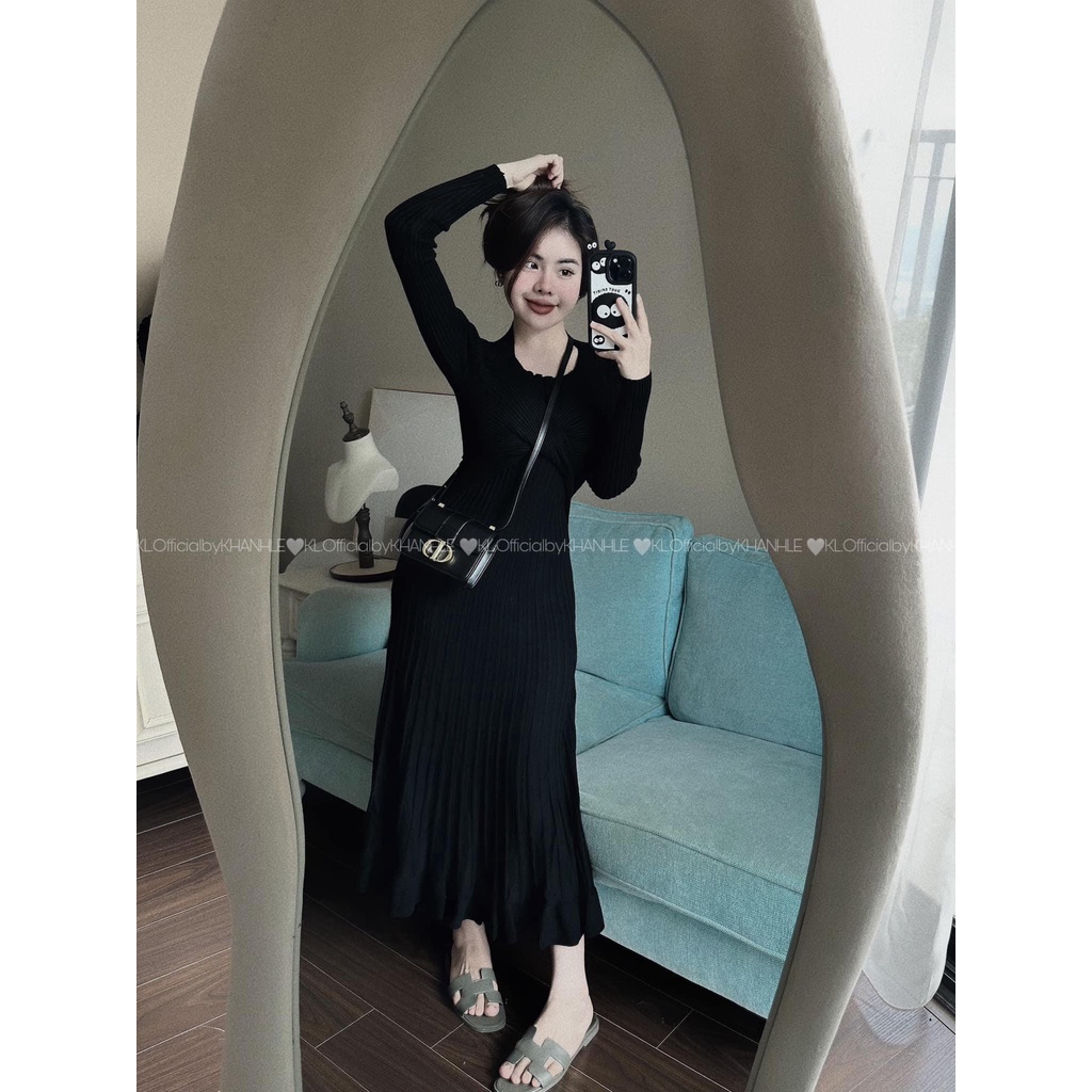 Váy bầu VL695 Váy len Maxi đuôi cá,váy len xoắn ngực chân bèo, váy bầu công sở dự tiệc suông xinh