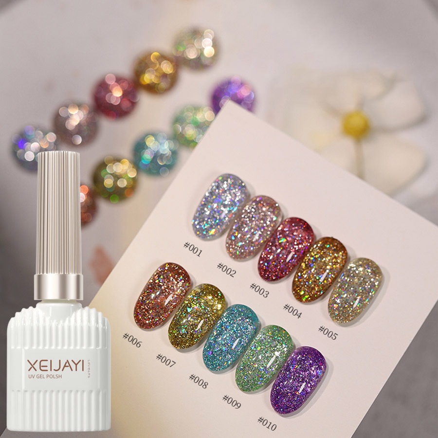 Fzc Keo Dán Móng Tay 5d Siêu Sáng Lấp Lánh Với 10 Màu Tùy Chọn