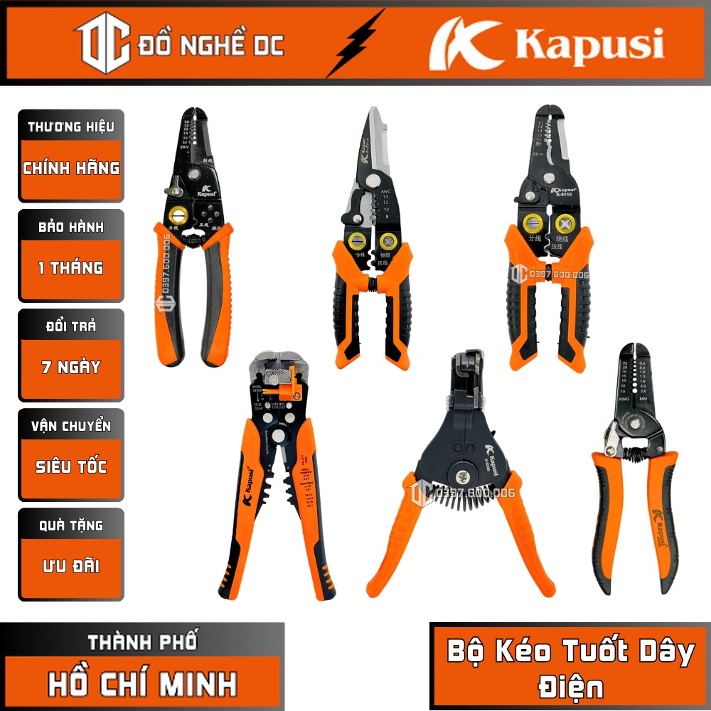 Bộ Kéo Tuốt Dây Điện, Kìm Tuốt Dây Điện Tự Động Kềm Bấm Cos, Cắt Dây Kapusi Nhật Bản Chuyên dùng để tuốt dây điện-SG