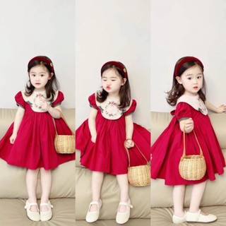 Váy bé gái dáng xoè chất vải thô