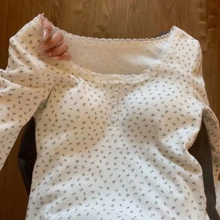 Áo Ren Hoa Tay Dài Cổ Tròn Dáng Ôm Phong Cách Hàn Quốc Thời Trang Cho Nữ