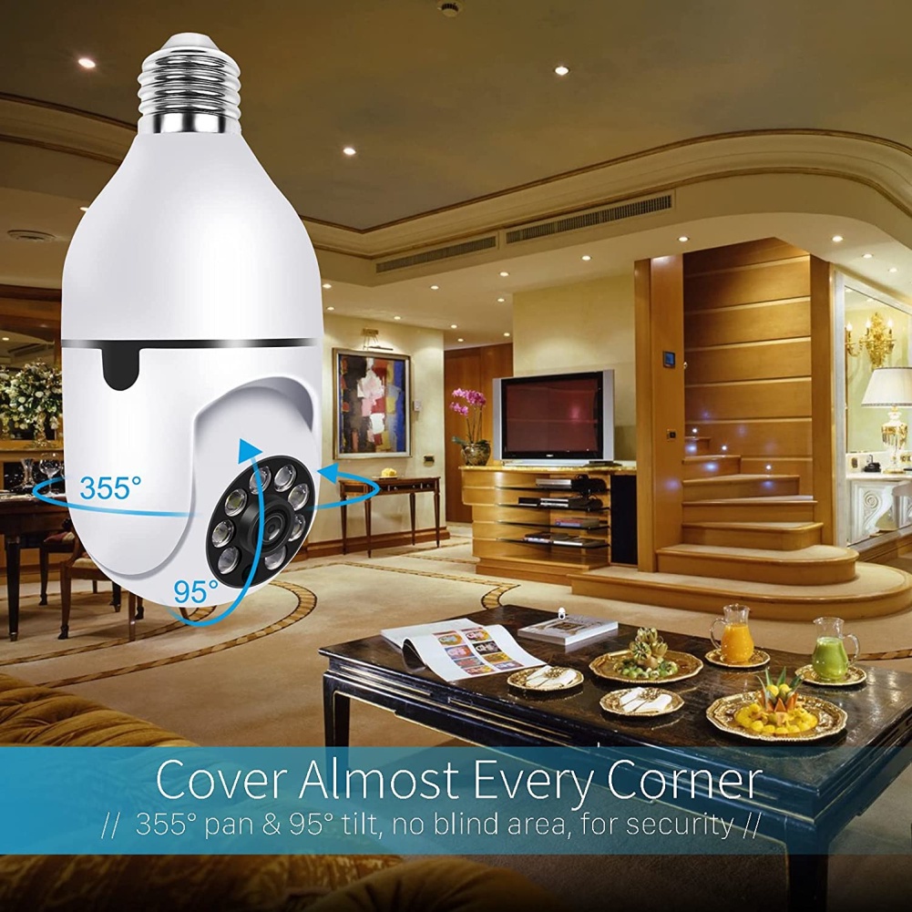 Camera Thông Minh e27 Không Dây 360 Độ Có Đèn led