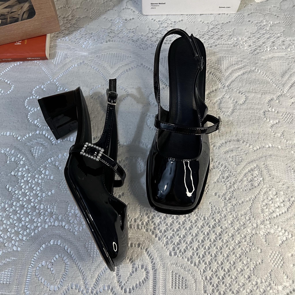 Giày cao gót mũi vuông bigsize tiểu thư cao 5 cm size 40-44