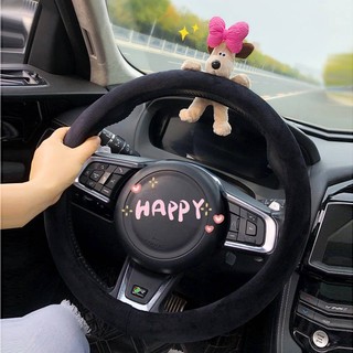 Steering Wheel Cover for Use in Winter 2024 New Car Girls Plush Steering Wheel Cover Women's Internet Celebrity Non-Slip Anti-Freezing Four Seasons Universal Steering Wheel Cover