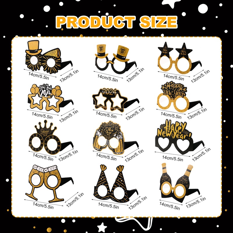 Bộ 12 Kính Giấy 3d Xinh Xắn Theo Phong Cách Năm Mới 2024