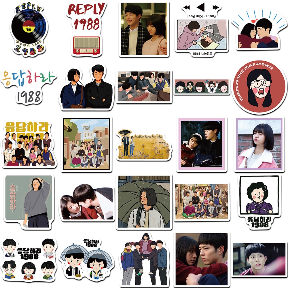 Bộ 50 Miếng Dán Trang Trí Mũ Bảo Hiểm / Bút Chì Chống Thấm Nước Họa Tiết graffiti Duraglossworld 1988 8