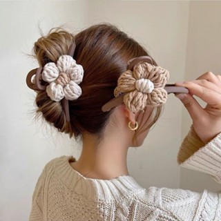 Kẹp Tóc Cá Mập Bằng Len Màu Cà Phê Phong Cách Mới 2023