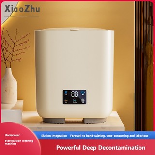 xiaozhubangchu Máy giặt mini hoàn toàn tự động, đồ lót và tất, tích hợp giặt và xả, ion bạc, ozone khử trùng máy giặt nhỏ