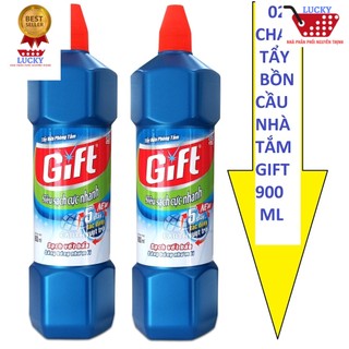 Combo 2 chai nước tẩy toilet, nhà tắm gift 900ml siêu sạch cực nhanh