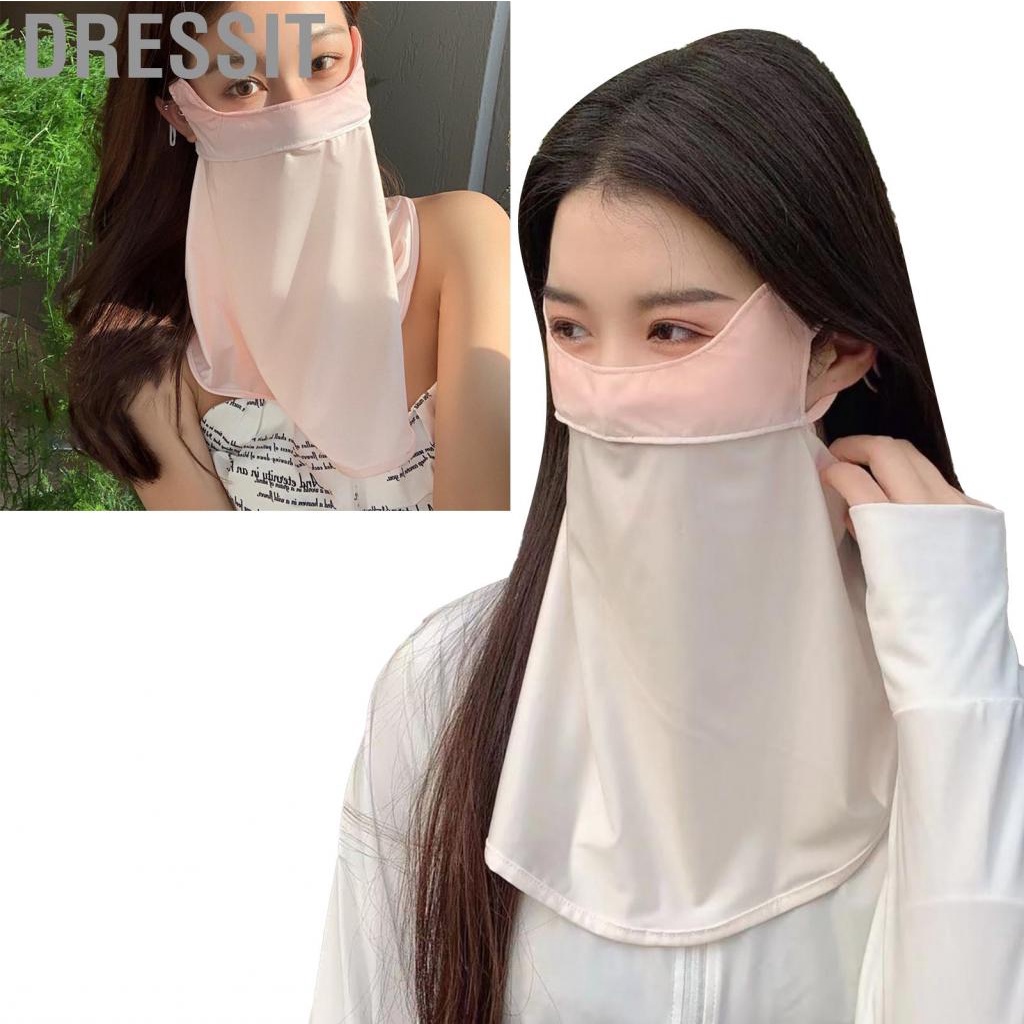 Dressit Face Neck Flap Cover  Uv Protection Hidden Nose Hole Design Sun Veil Ice Floss Multiple Small Vent Holes for Summer Camping