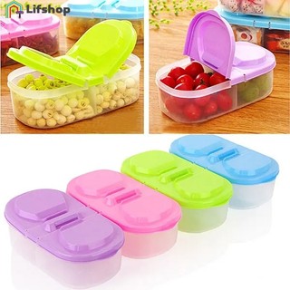 [Hot] Dụng cụ sắp xếp lưu trữ gia đình / Hộp cơm trưa cầm tay Mini / Hộp đựng bảo quản tủ lạnh nhà bếp / Hộp đóng gói thực phẩm ngăn đôi đa chức năng có nắp