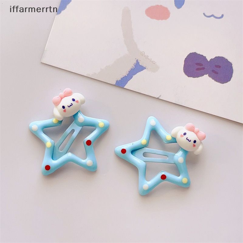 SANRIO Bộ 2 Kẹp Tóc Hình Ngôi Sao Năm Cánh Nhiều Màu Sắc Dễ Thương Cho Nữ