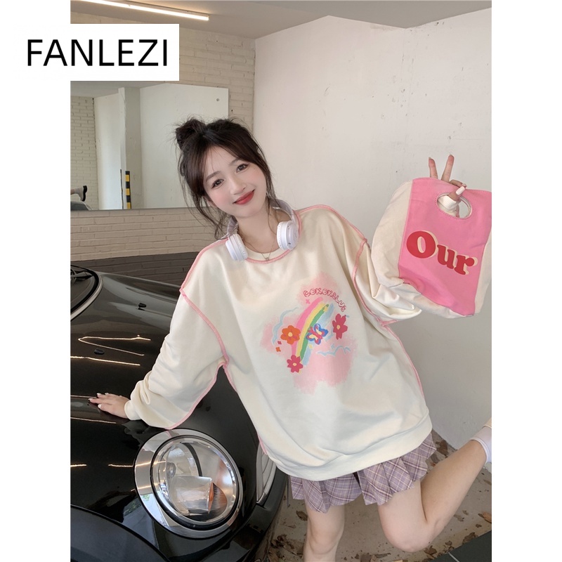FANLEZI Áo Khoác hoodie áo khoác nữ zip hoodie Thoải mái INS chic cozy WWY23B0P1Z 46Z231117