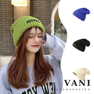 Mũ beanie dệt kim vân to có tag đen - vani store - pktt0063