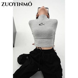 ZUOYINMO áo phông áo thun nữ croptop baby tee Hàn Phong Popular thời trang Cổ điển WMY2392ZUU 51Z231219
