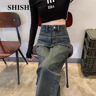 SHISHI quần ống rộng quần nữ jean Vintage INS Đơn giản Hàn Phong WNK23C0NTP 52Z231229