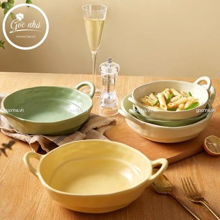 Bát/Tô/Dĩa sứ 2 quai men matte tông màu pastel hiện đại