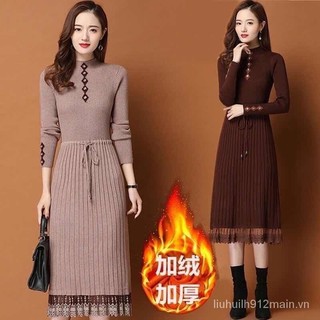 Hàng Mới Về Chất Lượng Cao Đầm Sweater Dày Buộc Dây O Phong Cách Mới Mùa Thu Đông 2023