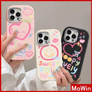 Mowin - Ốp lưng Ốp điện thoại Ốp iphone 15 pro max Ốp iPhone Chống Vân Tay TPU Kim Loại Mềm Mạ Điện Khung Camera Hình Mặt Cười Tình Yêu Đơn Giản Tương Thích Với iPhone 14 13 12 11 Pro Max XS 7 8Plus