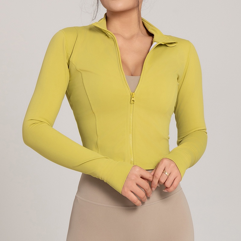 Áo khoác thể thao ANRAN dáng ôm vừa vặn tay dài cổ đứng phối khóa kéo thời trang tùy chọn màu sắc cho nữ | BigBuy360 - bigbuy360.vn