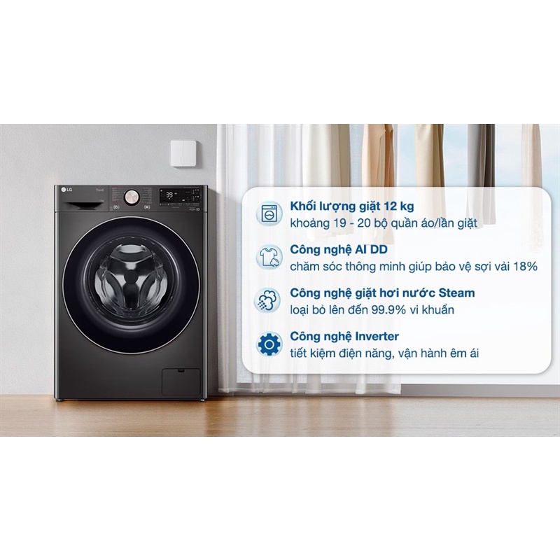 Máy giặt LG AI DD Inverter 12 kg FV1412S3BA 2023 - Điện Máy Tồn Kho