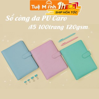 Sổ còng bìa da PU Klong Caro 5x5 A5 100 trang MS 992 Sổ binder làm bullet journal màu Pastel cao cấp