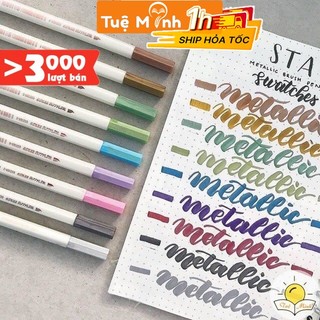 Bút lông ngòi mềm Brush Metallic 6551BR nhiều màu VPPTUEMINH, bút viết calligraphy Tuệ Minh