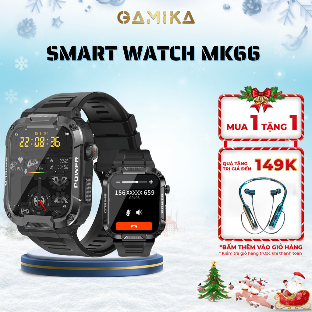 Đồng hồ thông minh MK66, Smart Watch mới chống nước, cuộc gọi bluetooth, đo nhịp tim, huyết áp, thể thao ngoài trời