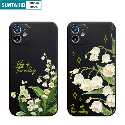 Suntaiho Vỏ Đẹp Họa Tiết Hoa Trắng Ốp lưng Iphone 16 15 14 13 12 11 Pro Max IP 7 8 Plus Iphon X Xs XR Xs Max Silicon Mềm Cao Cấp Chống Sốc Ốp Lưng