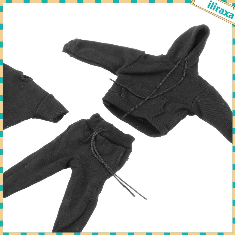 Set 3 Mô Hình Nhân Vật Nam Mặc Áo Nỉ Màu Đen 12inch Tỉ Lệ 1: 12