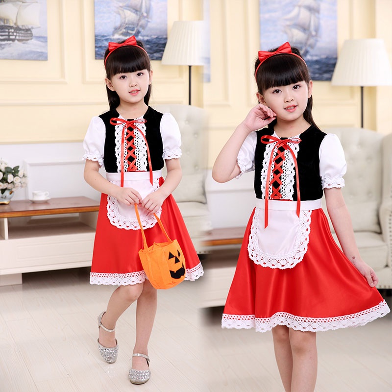 Momo Đầm Hóa Trang Cô Bé Quàng Khăn Đỏ Cho Bé Gái