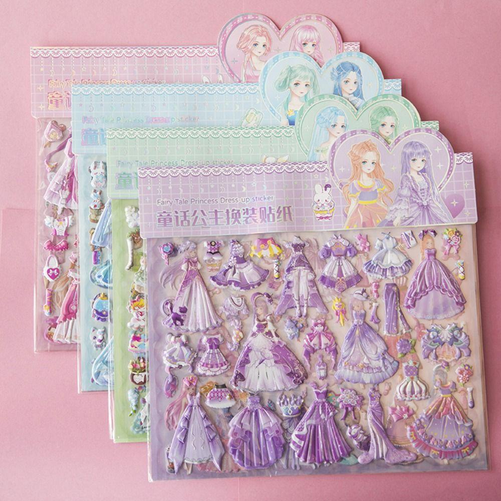 Hình Dán Công Chúa Trung Quốc Thay Đổi Màu Lấp Lánh 3d diy Dán Trang Phục Cho Bé