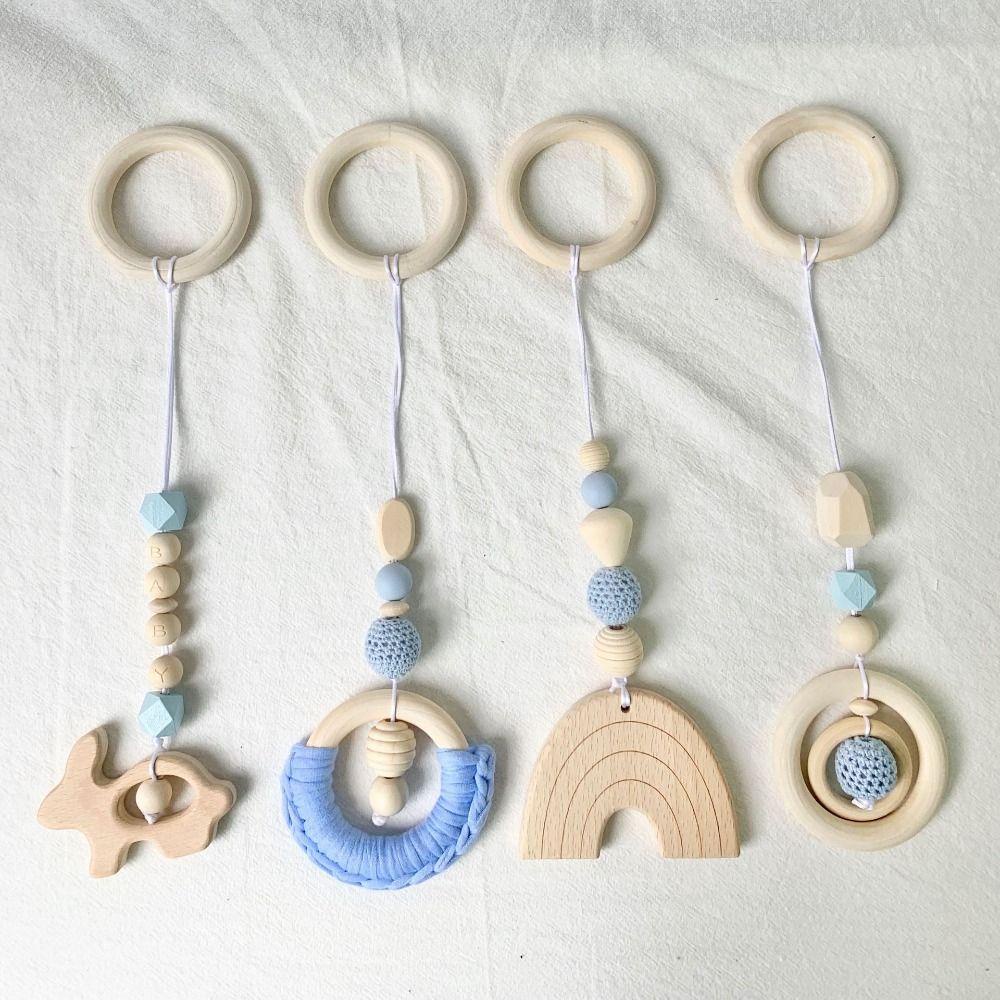 Mmluck Đồ Chơi Tập gym Khung Giường Ngủ Đính Hạt Gỗ Hình Thỏ Dễ Thương Cho Bé