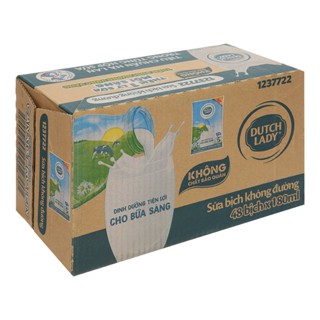 1 Thùng 48 bịch Sữa cô gái Hà Lan Dutch Lady Không đường 180ml