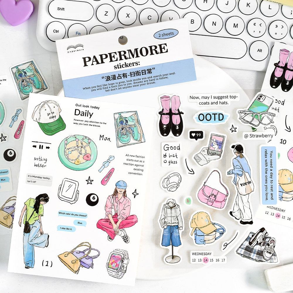 Set 2 Sticker Dán Trang Trí Sổ Lưu Niệm diy Hình Cô Gái Du Lịch