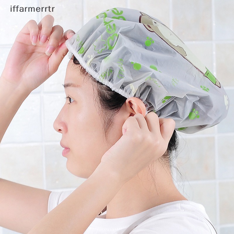 1 Mũ Trùm Tóc Khi Tắm Dày Dặn Chống Nước Chống Dầu In Hình Hoạt Hình Dễ Thương