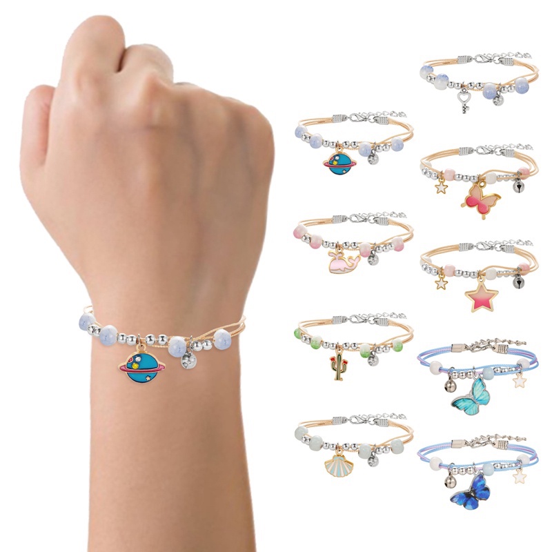 Diamd Vòng Tay Tình Bạn Mặt Hình Thỏ / Mèo / Hoa Hoạt Hình Dễ Thương Cho Nữ