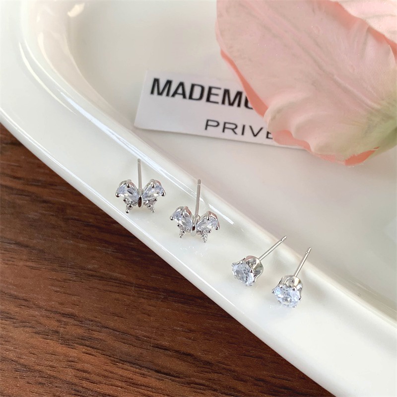 We flower set 4 Khuyên Tai Mạ Vàng 14k Đính Đá Sang Trọng