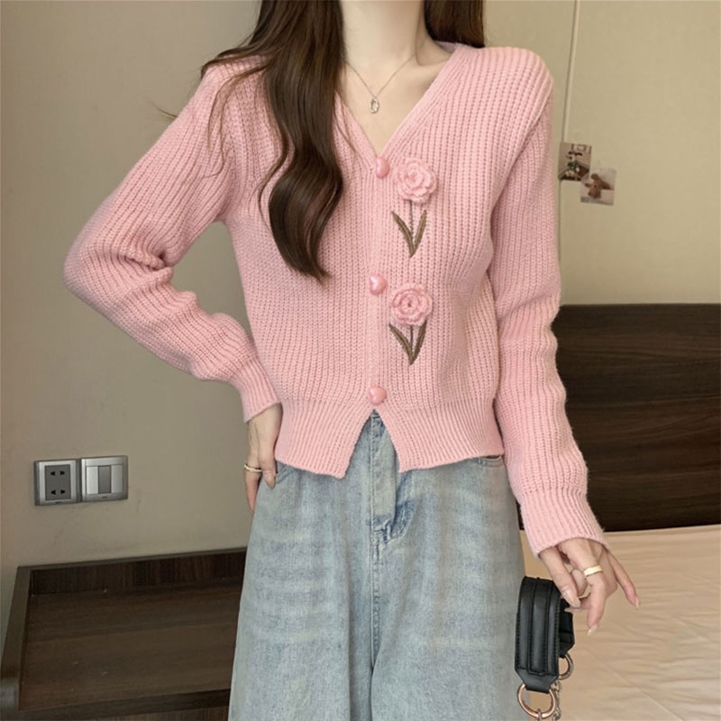 Áo Khoác cardigan Dệt Kim Cổ Chữ v Dáng Rộng Phong Cách retro Nhẹ Nhàng Mới Dành Cho Bạn Nữ