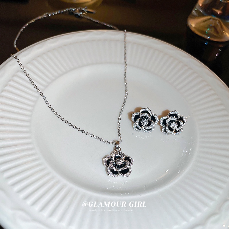 Bông Tai Mạ Bạc Hình Hoa Trà Đính Đá zircon Sang Trọng Thời Trang Cao Cấp