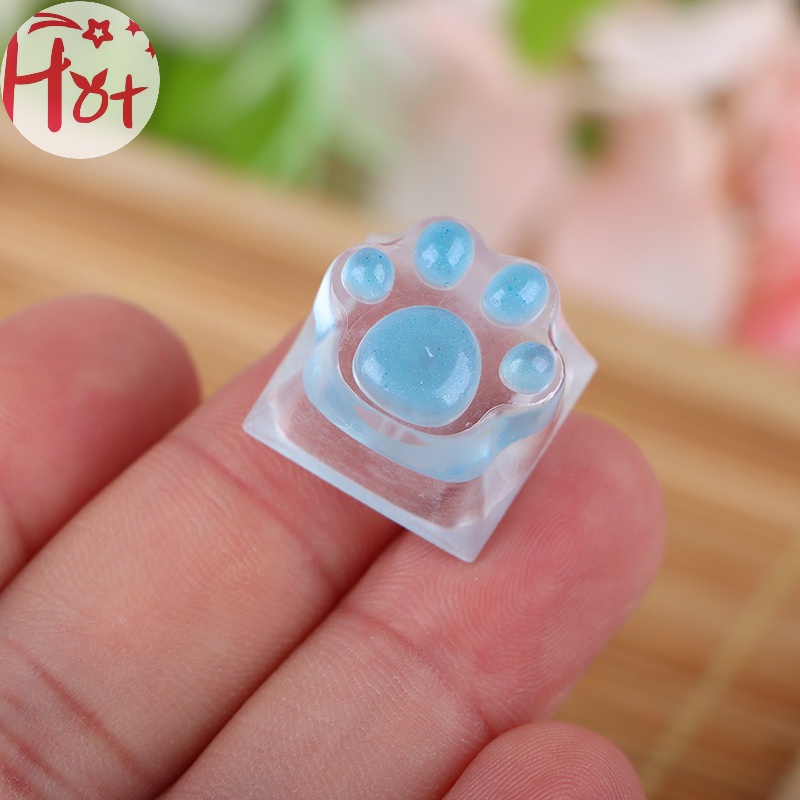Jr 1 Miếng Dán Nút Bàn Phím Cơ Chơi game Hình Chân Mèo Bằng Nhựa Trong Suốt Nhiều Màu vn