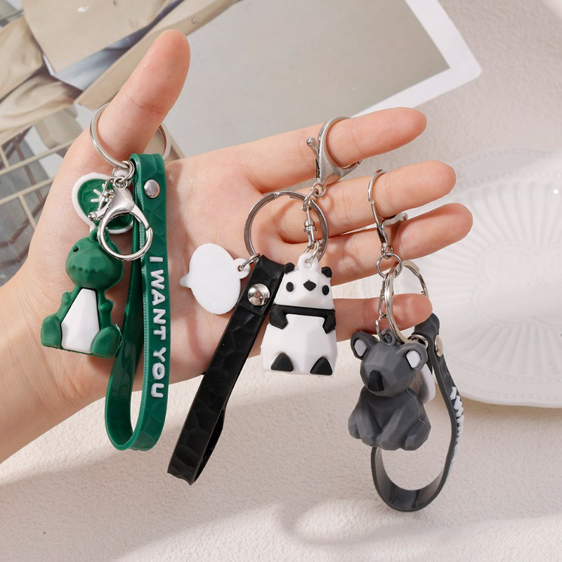 Dễ Thương Móc Chìa Khóa Hình Động Vật / Gấu Trúc Bằng Kim Loại Xinh Xắn