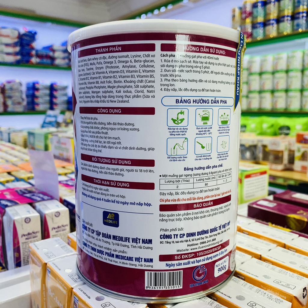 SỮA TIỂU ĐƯỜNG GLUSURE DIABETES 900G TĂNG CƯỜNG SỨC ĐỀ KHÁNG, TỐT CHO HỆ TIM MẠCH