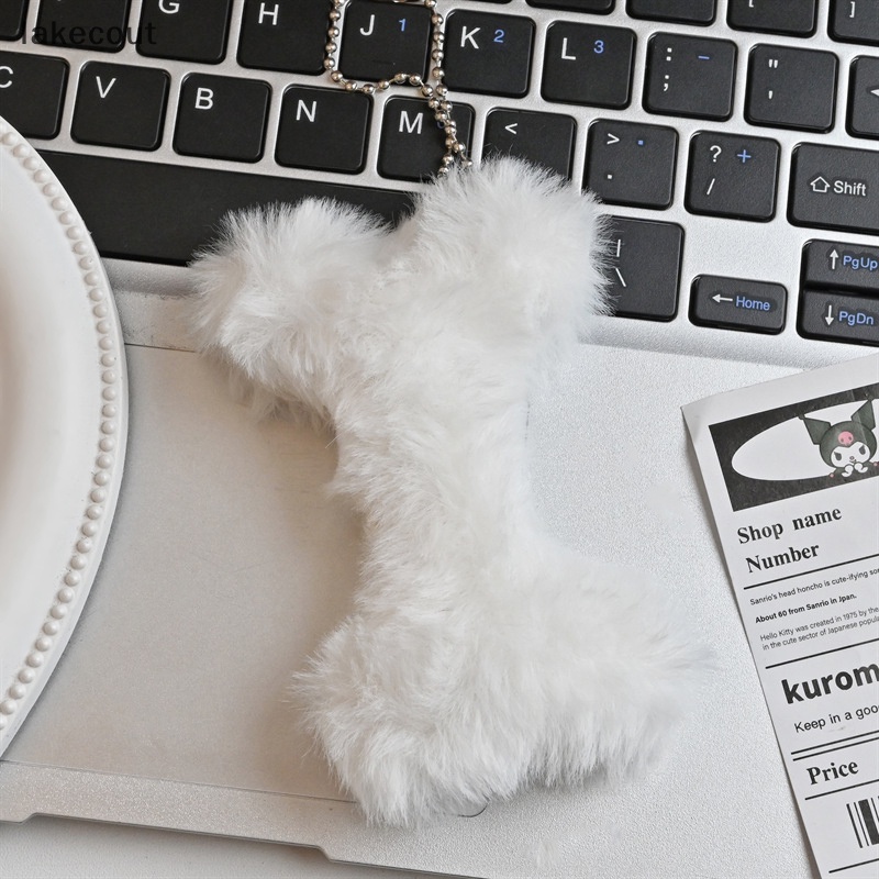Lat Móc Chìa Khóa Xe Hơi / Túi Xách Hình Cục Xương Nhồi Bông Mềm Màu Trắng Dễ Thương Dành Cho Cặp Đôi Nam Nữ hye