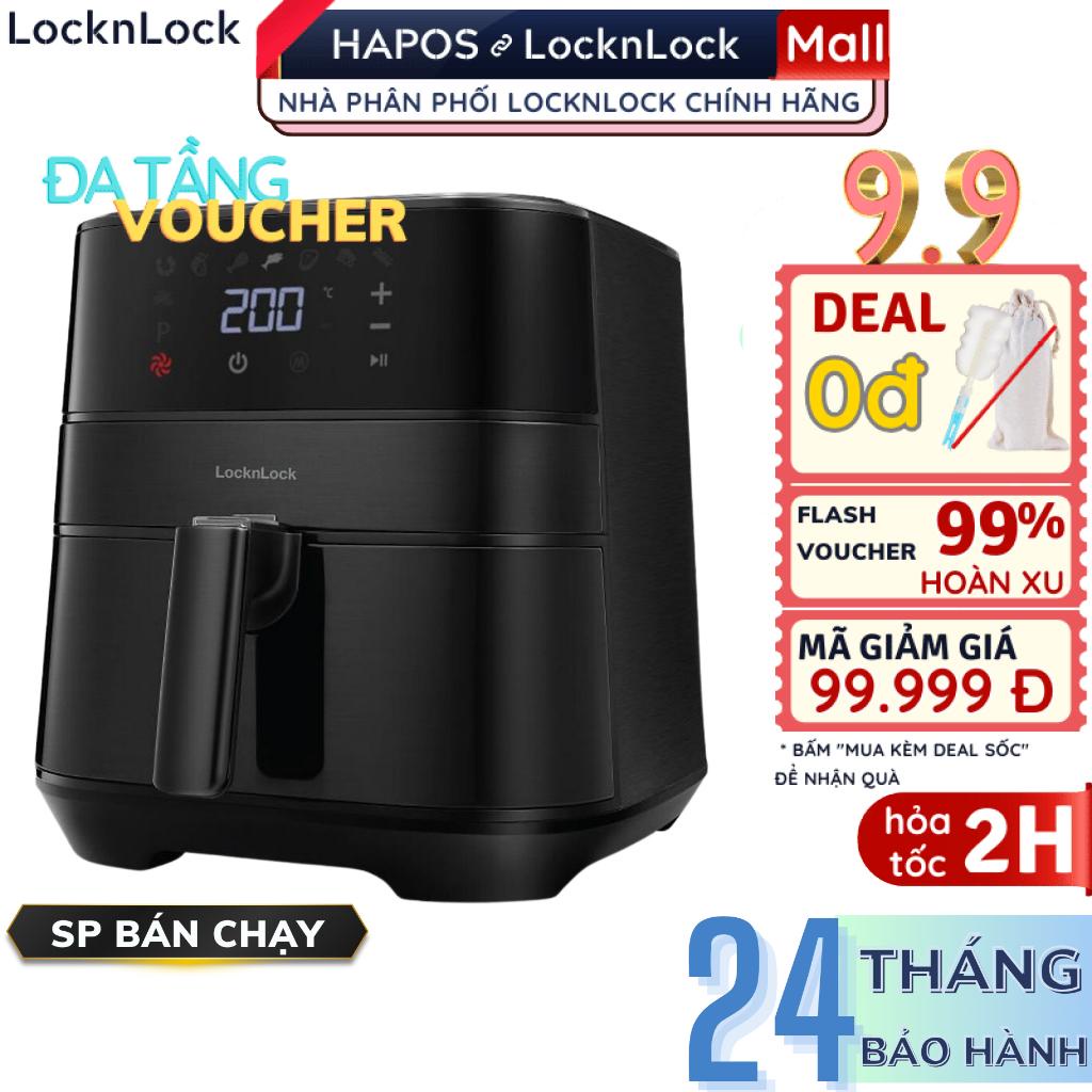 Nồi chiên không dầu điện tử LocknLock Deluxe Air Fryer EJF284BLK 5.5L, 8 chế độ cài đặt sẵn, Tặng găng tay - HAPOS