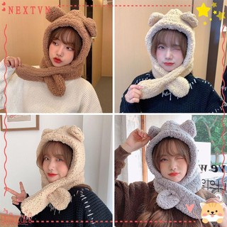 Mũ Trùm Đầu Che Tai Giữ Ấm Mùa Đông Bằng Vải Bông Nhiều Màu Thời Trang Cho Nữ