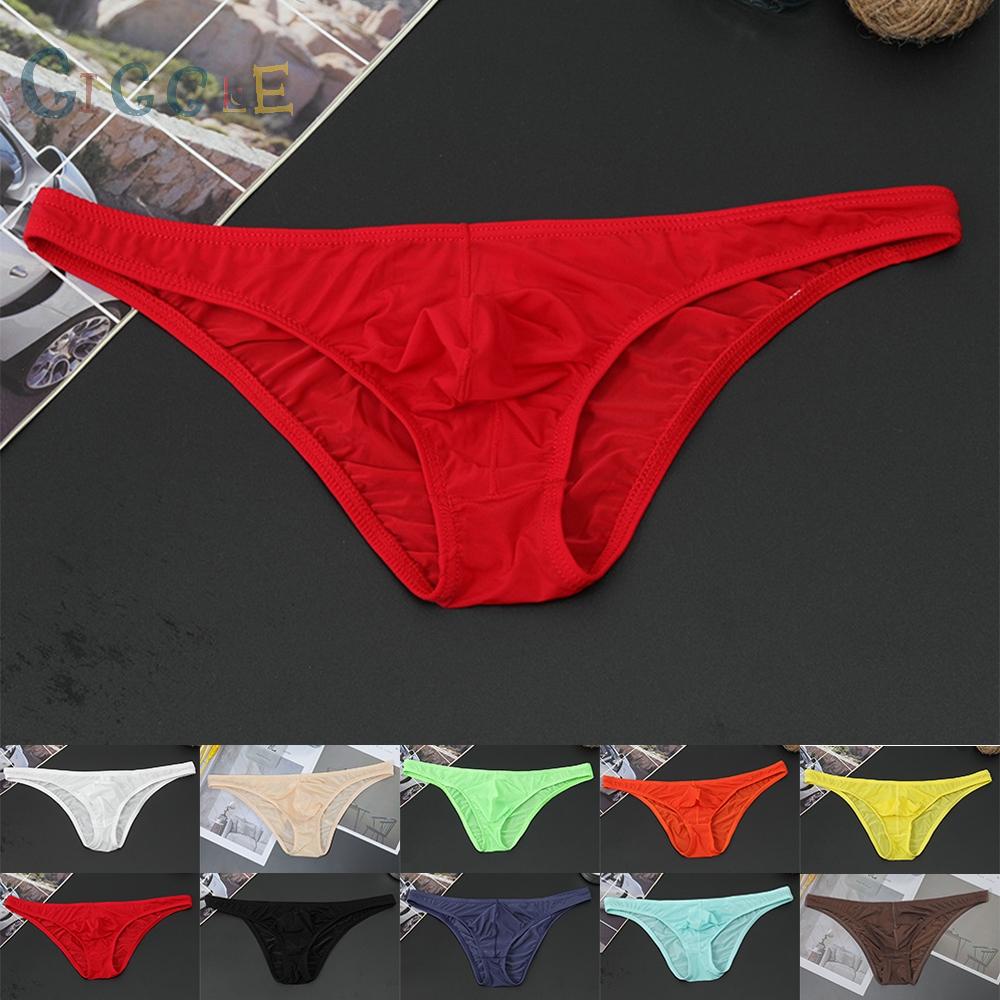 Men's Underwear with Low rise Fit and See through Pouch made of Ice Silk